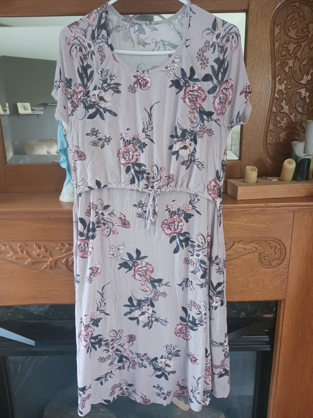 Latched Mama Pink Floral Nursing Dress with Tie Waist